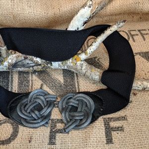 BONGO Black Belt with Heavy Chunky Braided Clasp